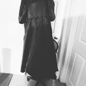 Black Satin Long Coat Dress